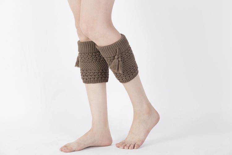 Winter Knit Leg Warmers Crochet Boot Cuffs With Tassel Thermal  Foot Warmer